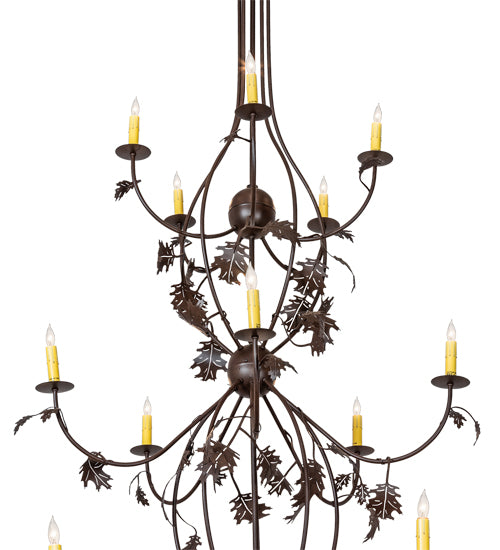 72" Wide Oak Leaf 25 Light Chandelier