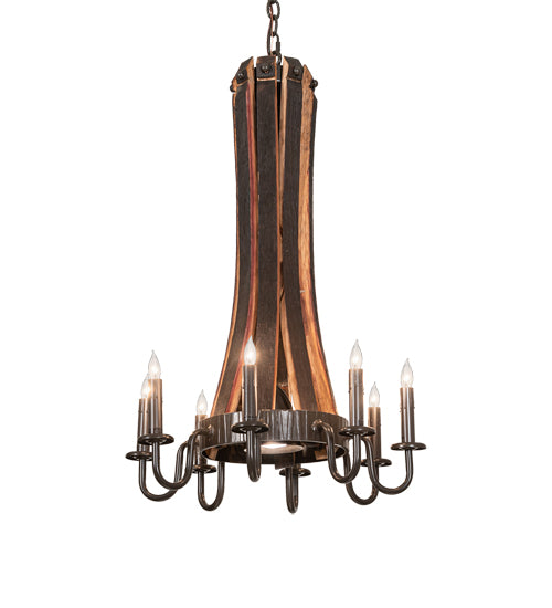 20" Wide Barrel Stave Madera 8 Light Chandelier