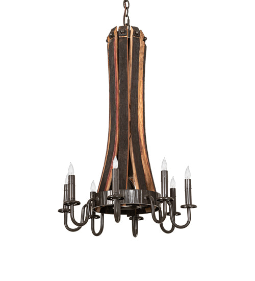 20" Wide Barrel Stave Madera 8 Light Chandelier