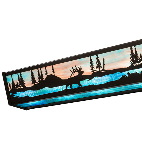 48" Wide Elk & Black Bear Personalized Vanity Light