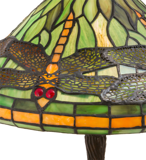 17" High Tiffany Dragonfly W/Twisted Fly Mosaic Base Table Lamp