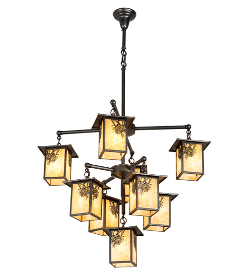 34" Wide Seneca Winter Pine 9 Light Chandelier