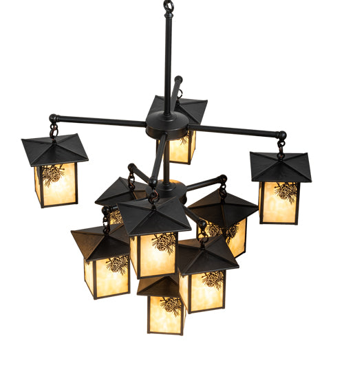 34" Wide Seneca Winter Pine 9 Light Chandelier