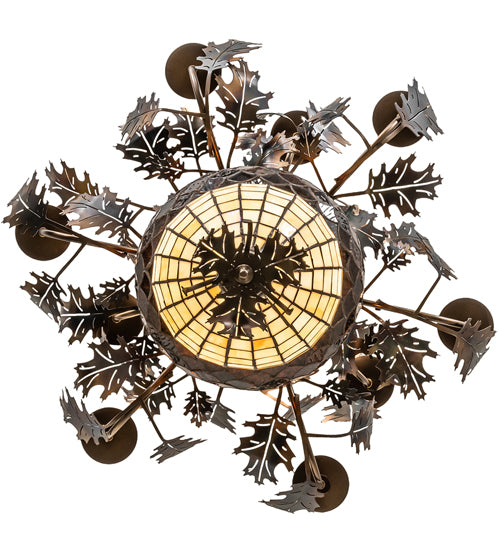 34" Wide Oak Leaf & Acorn 9 Light Chandelier