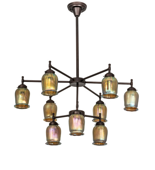 32" Wide Revival Favrile 9 Light Chandelier