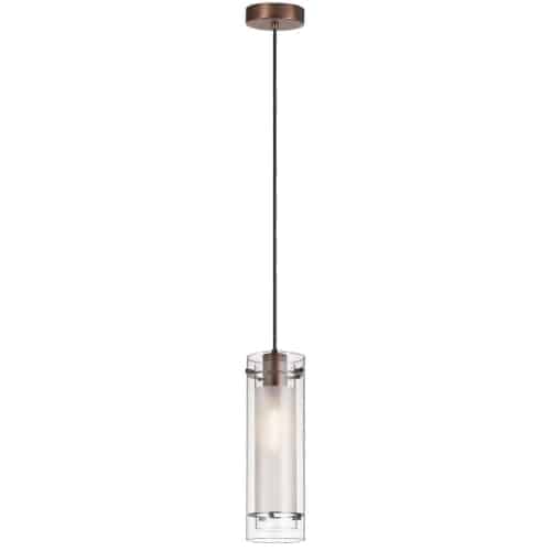 Dainolite 1 Light Incandescent Pendant, Aged Brass with Clear / Frosted Glass