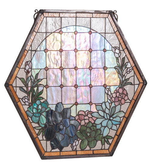 20" Wide X 20" High Succulent Stained Glass Window