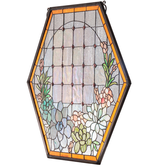 20" Wide X 20" High Succulent Stained Glass Window