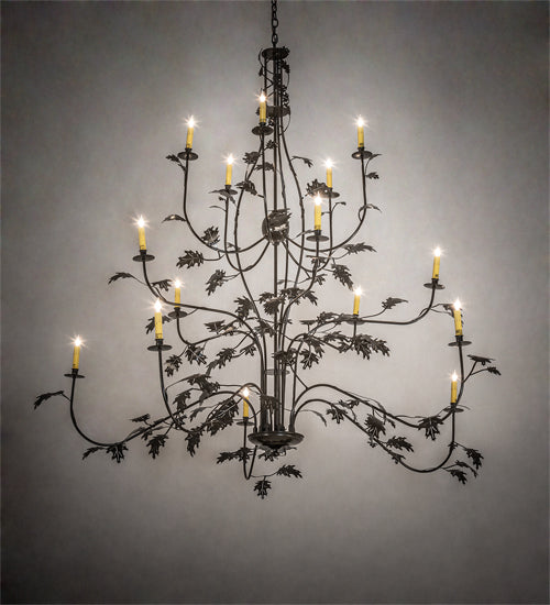 72" Wide Oak Leaf 15 Light Chandelier