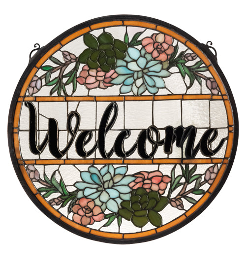 18" Wide X 18" High Welcome Stained Glass Window