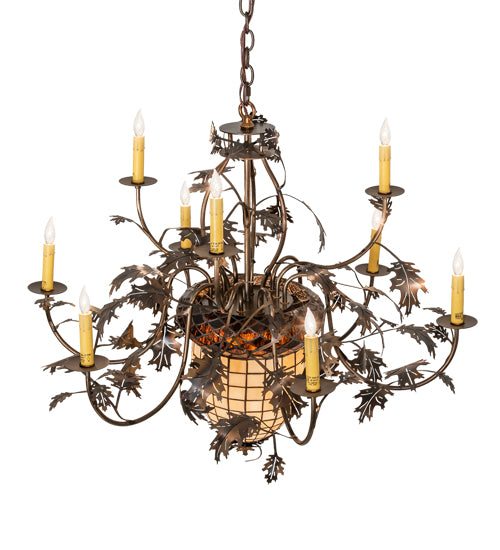 39" Wide Greenbriar Oak 9 Light Chandelier