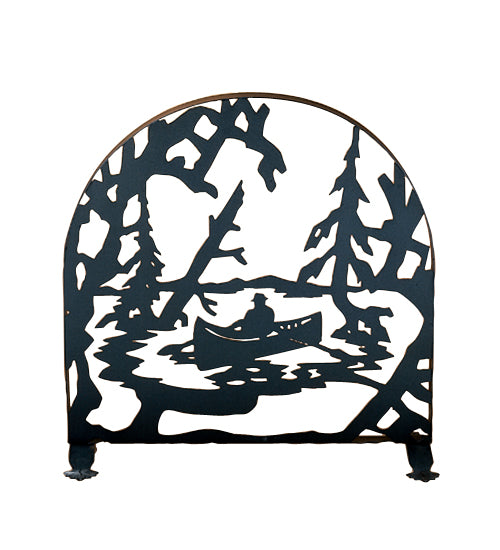 30"W X 30"H Canoe At Lake Arched Fireplace Screen