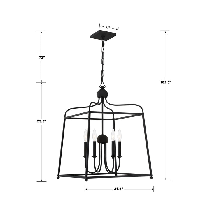 Crystorama Libby Langdon Sylvan 4 Light Black Forged Chandelier