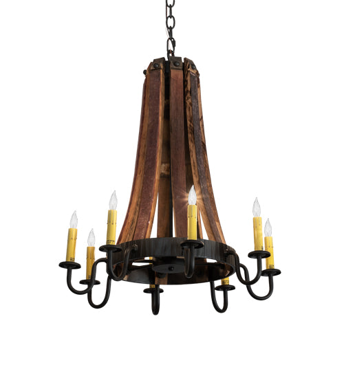 24" Wide Barrel Stave Madera 8 Light Chandelier