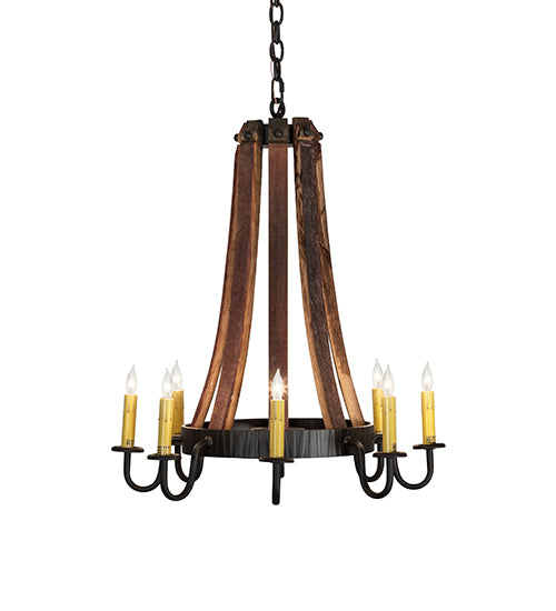 24" Wide Barrel Stave Madera 8 Light Chandelier