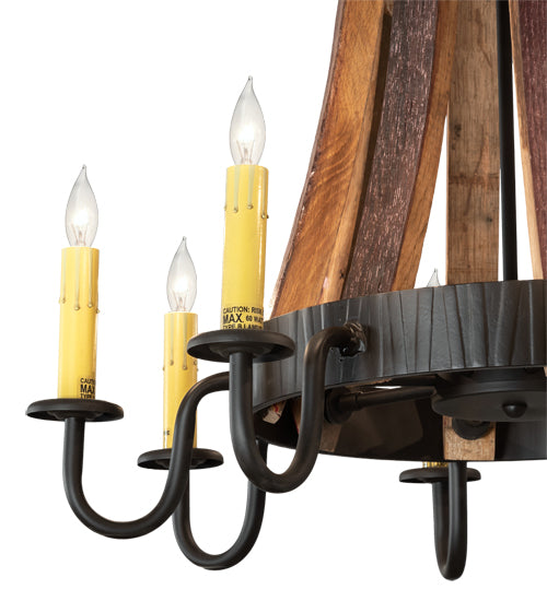 24" Wide Barrel Stave Madera 8 Light Chandelier