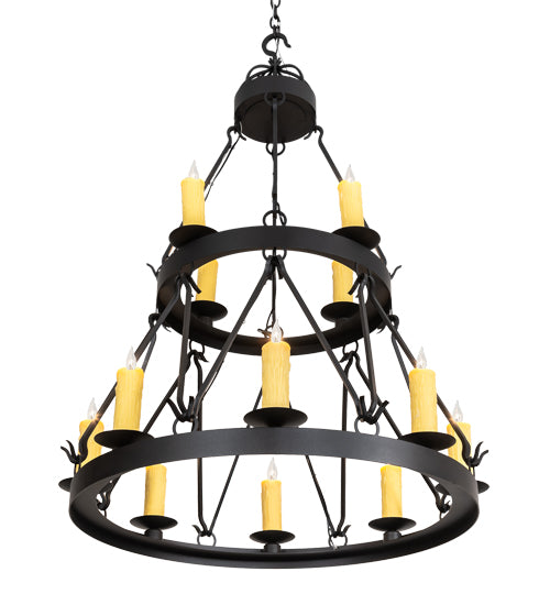 36" Wide Lakeshore 12 Light Two Tier Chandelier