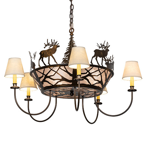 35" Wide Elk On The Loose 5 Light Chandelier