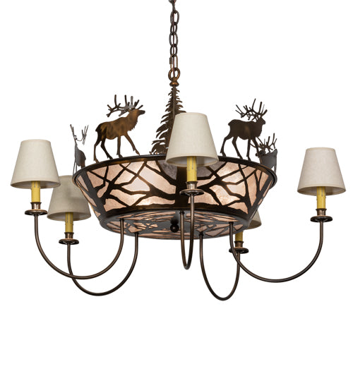 35" Wide Elk On The Loose 5 Light Chandelier