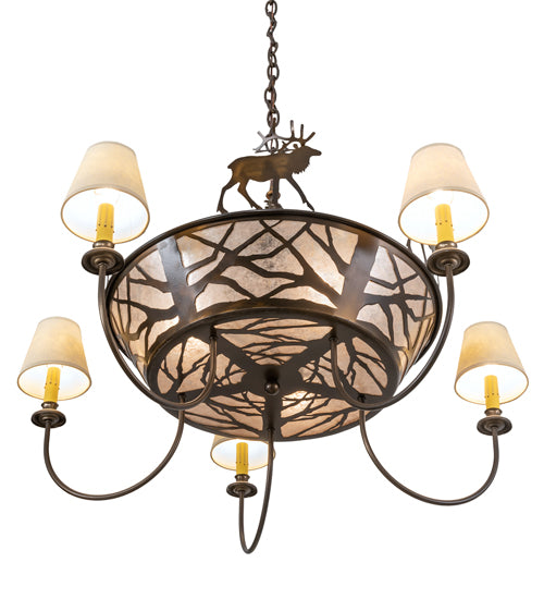 35" Wide Elk On The Loose 5 Light Chandelier