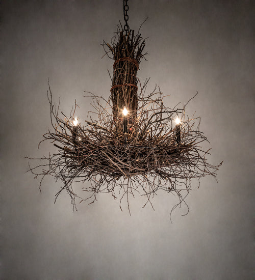 36" Wide Twigs 6 Light Chandelier