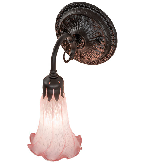 5.5" Wide Pink Tiffany Pond Lily Wall Sconce