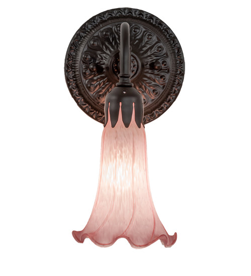 5.5" Wide Pink Tiffany Pond Lily Wall Sconce