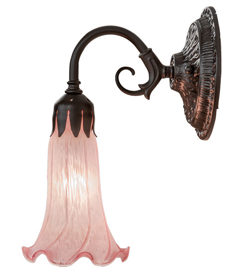 5.5" Wide Pink Tiffany Pond Lily Wall Sconce