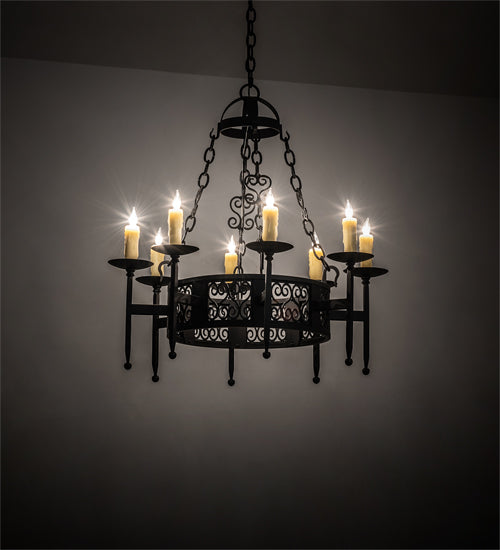 28" Wide Toscano 8 Light Chandelier