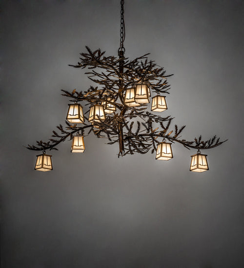 55" Long Pine Branch 12 Light Chandelier