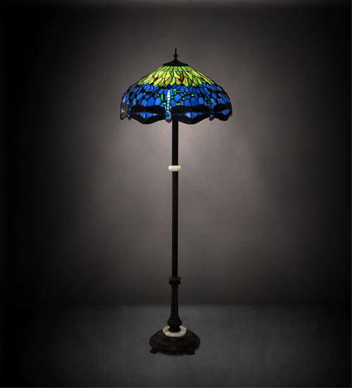 62" High Tiffany Hanginghead Dragonfly Floor Lamp