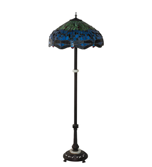 62" High Tiffany Hanginghead Dragonfly Floor Lamp