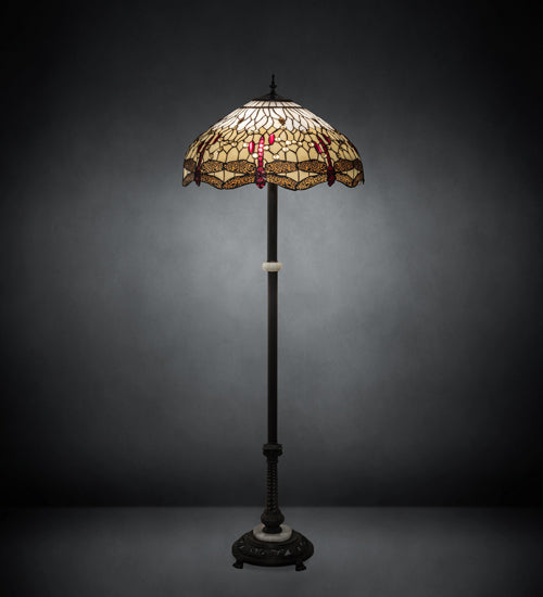 62" High Tiffany Hanginghead Dragonfly Floor Lamp