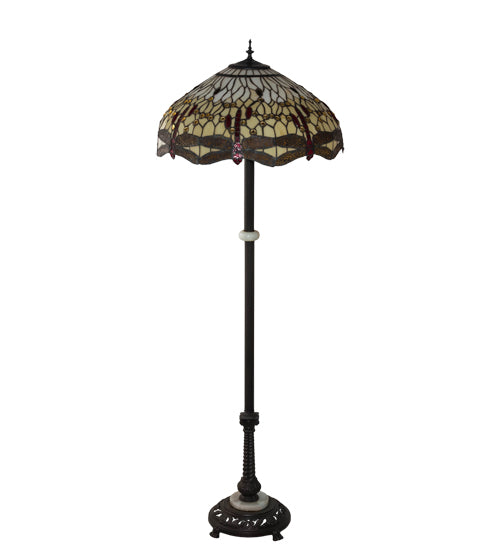 62" High Tiffany Hanginghead Dragonfly Floor Lamp