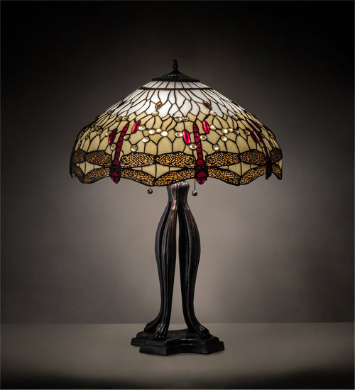 30" High Tiffany Hanginghead Dragonfly Table Lamp