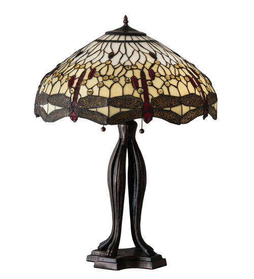 30" High Tiffany Hanginghead Dragonfly Table Lamp