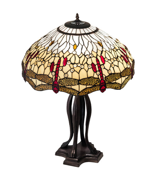 30" High Tiffany Hanginghead Dragonfly Table Lamp