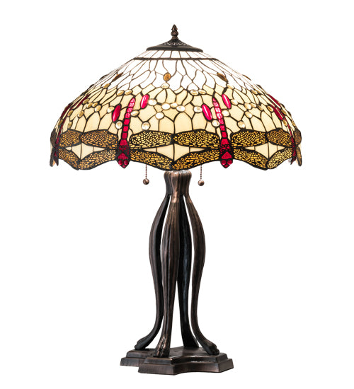 30" High Tiffany Hanginghead Dragonfly Table Lamp