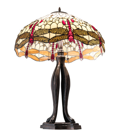 30" High Tiffany Hanginghead Dragonfly Table Lamp