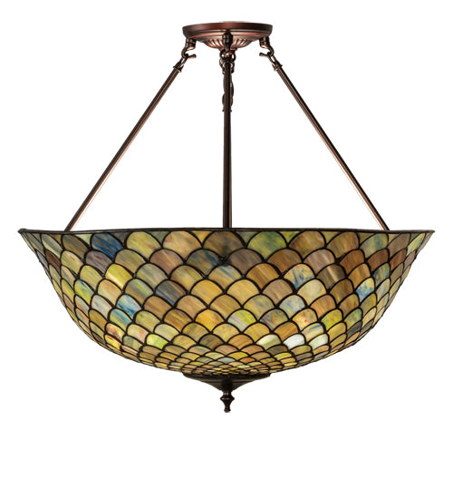 24" Wide Tiffany Fishscale Semi-Flushmount