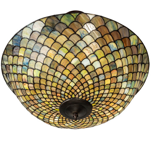 24" Wide Tiffany Fishscale Semi-Flushmount