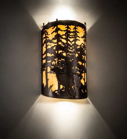 12" Wide Tall Pines Deer Wall Sconce