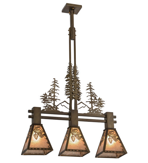 30"L Winter Pine Tall Pines 3 Lt Island Pendant