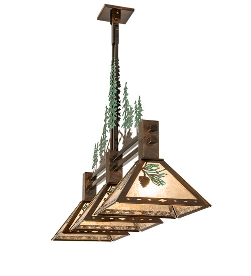 45" Long Winter Pine Tall Pines 3 Light Island Pendant