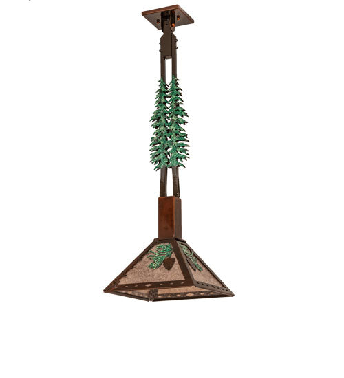 12" Square Winter Pine Tall Pines Pendant