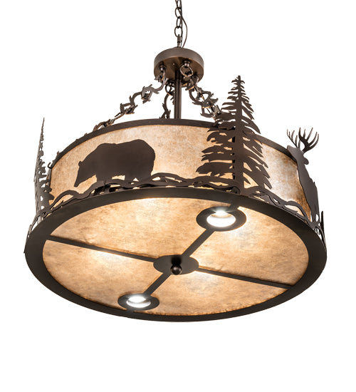 26" Wide Wildlife At Dusk Inverted Pendant