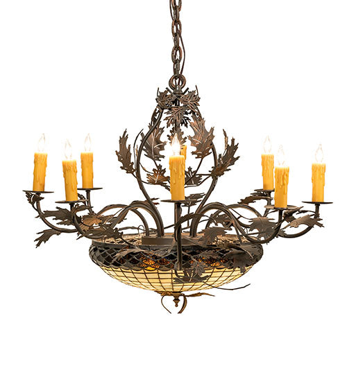 48" Long Greenbriar Oak 8 Light Chandelier