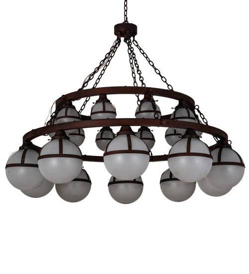 60" Wide Bola Tavern 20 Light Two Tier Chandelier