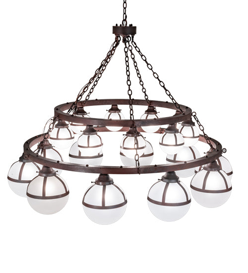 60" Wide Bola Tavern 20 Light Two Tier Chandelier