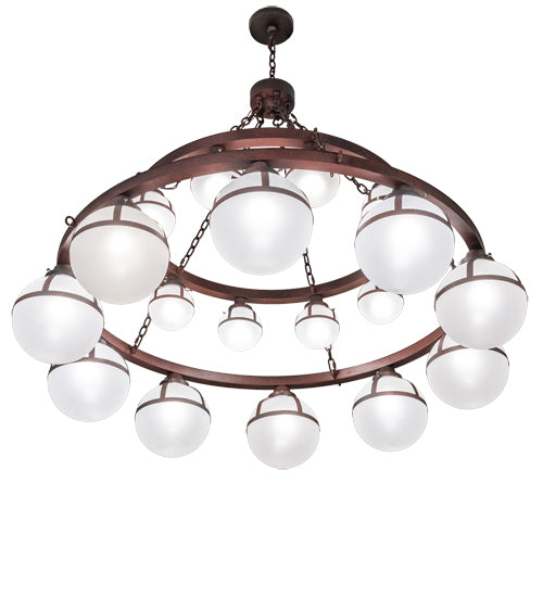 60" Wide Bola Tavern 20 Light Two Tier Chandelier